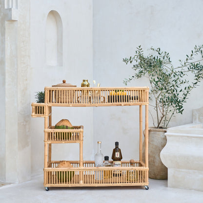 Seseh Rattan Bar Cart Console Trolley