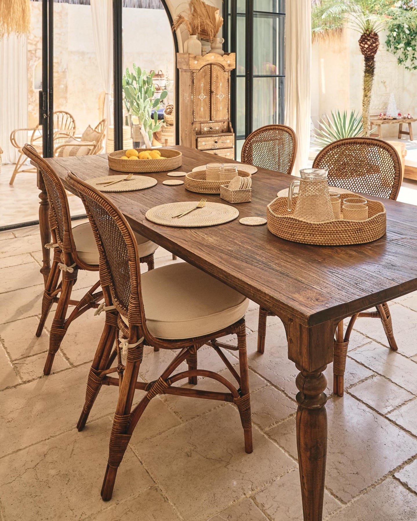 Sumbawa Teak and Rattan Dining Chairs Teak Dining Furniture