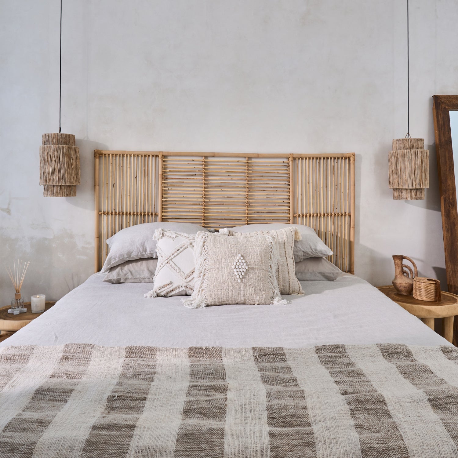 Sumba Rattan Panel Bedhead - King, Queen, Double