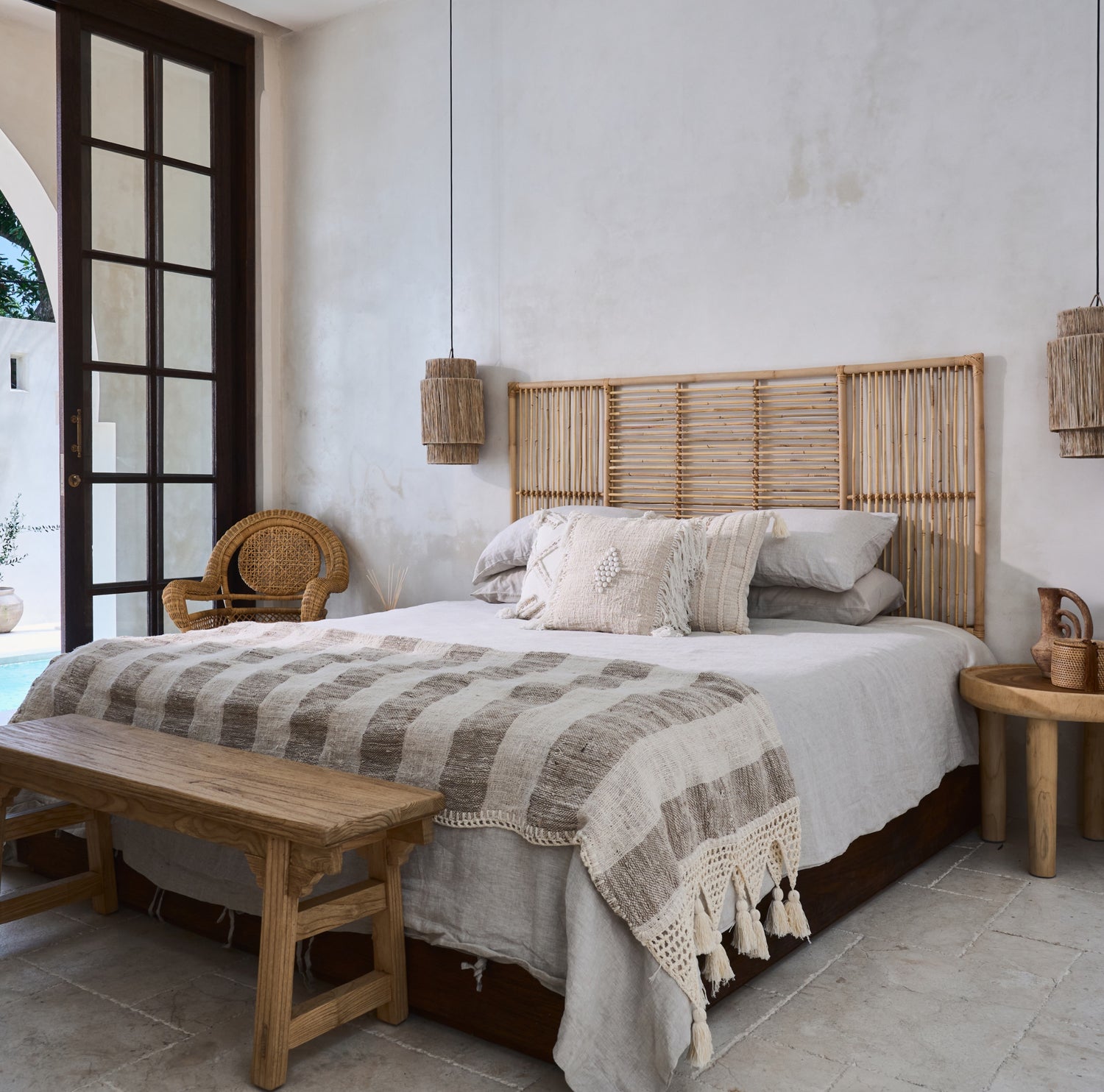 Sumba Rattan Panel Bedhead - King, Queen, Double