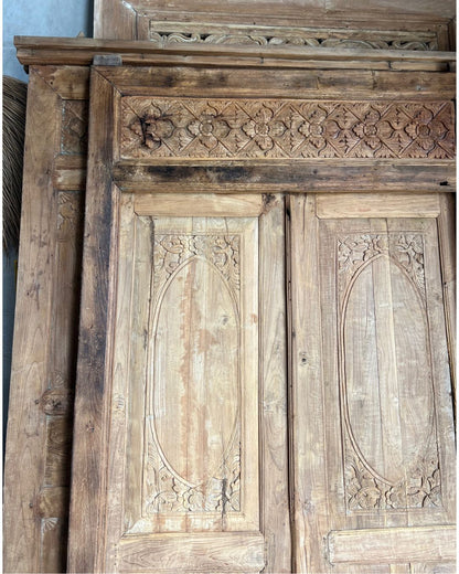 Vintage Carved Teak Door Frame and Doors - matching gate / panels