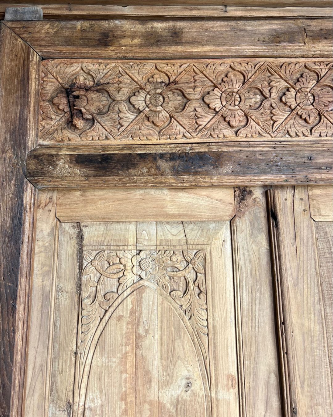 Vintage Carved Teak Door Frame and Doors - matching gate / panels