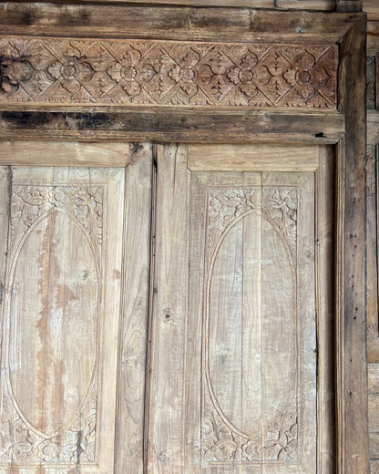 Vintage Carved Teak Door Frame and Doors - matching gate / panels