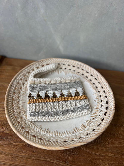 Shell Embellish Hand-Beaded Clutch Purses - L