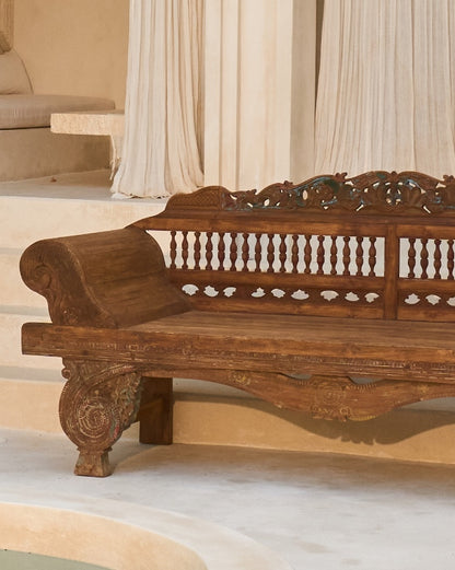 Mencintai Recycled Teak Carved Vintage Daybed