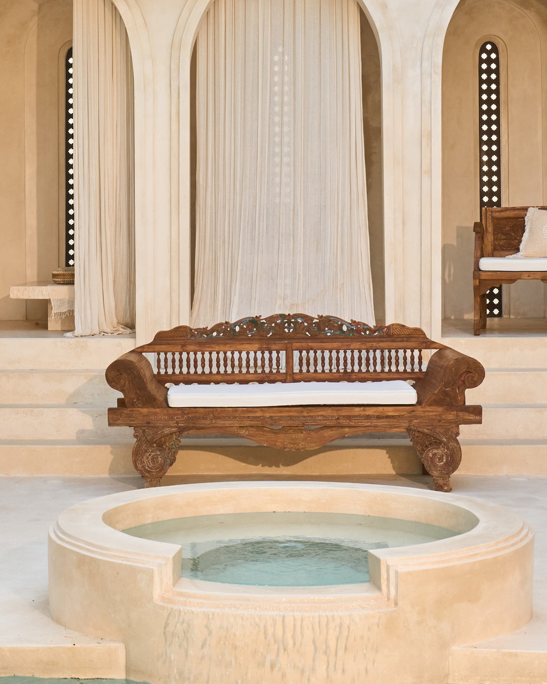 Mencintai Recycled Teak Carved Vintage Daybed