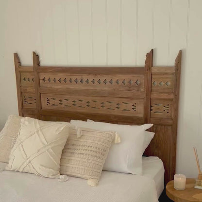 JIWA Lintang Vintage Original Teak Carved Bedhead - Queen