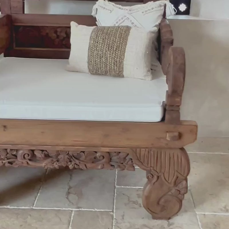 Mencintai Recycled Teak XL Carved Vintage Daybed