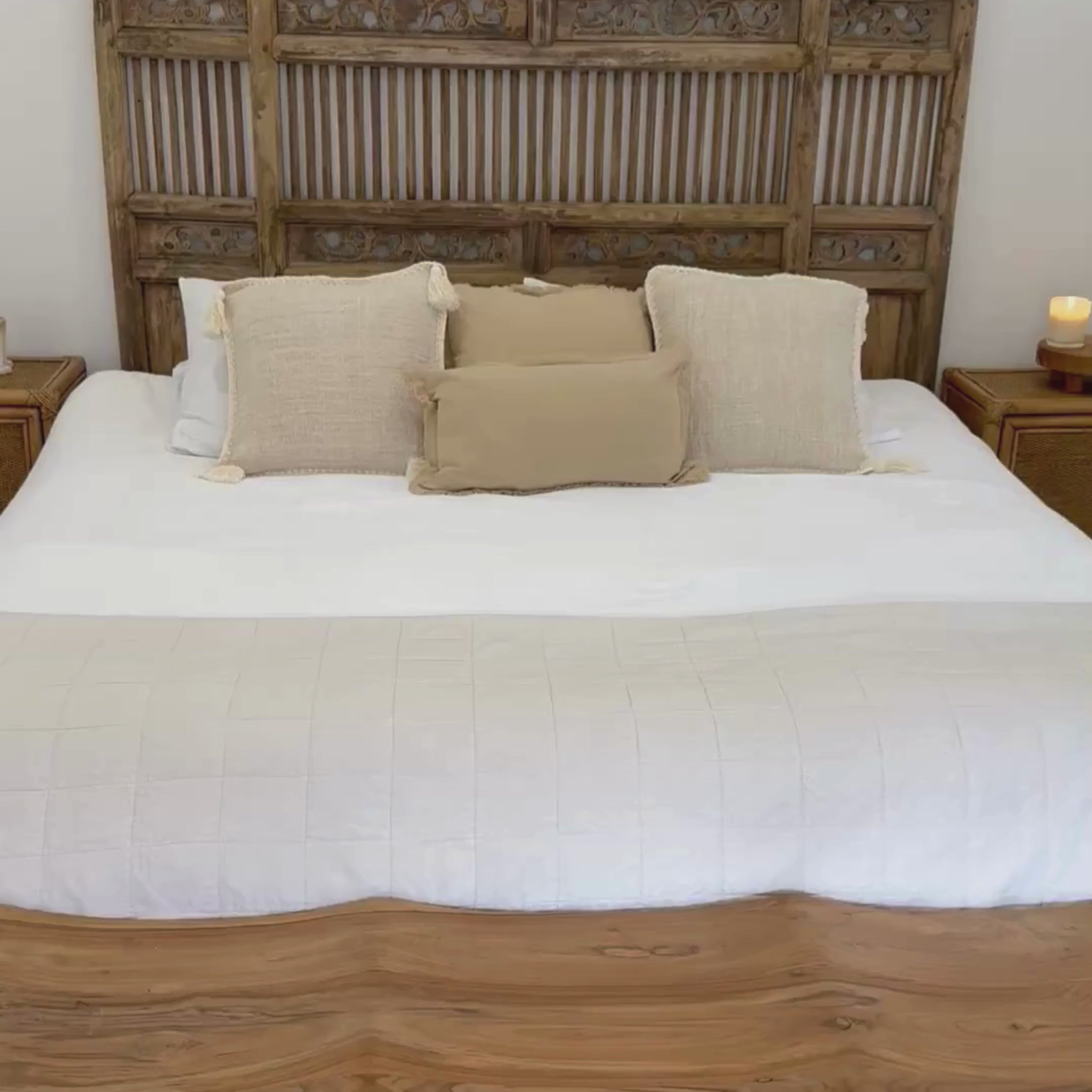 JIWA Raja Vintage Original Teak Carved Bedhead - King