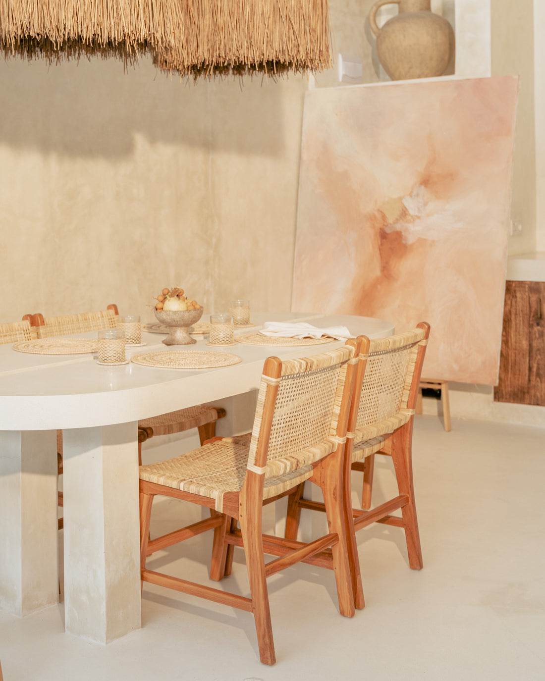 Sumbawa Teak and Rattan Woven Dining Chairs