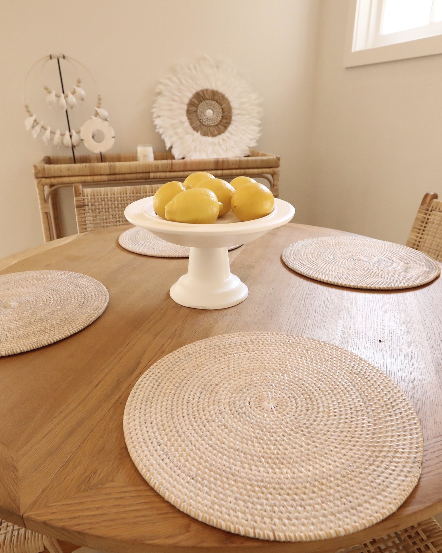 Whitewash Woven Rattan Placemats