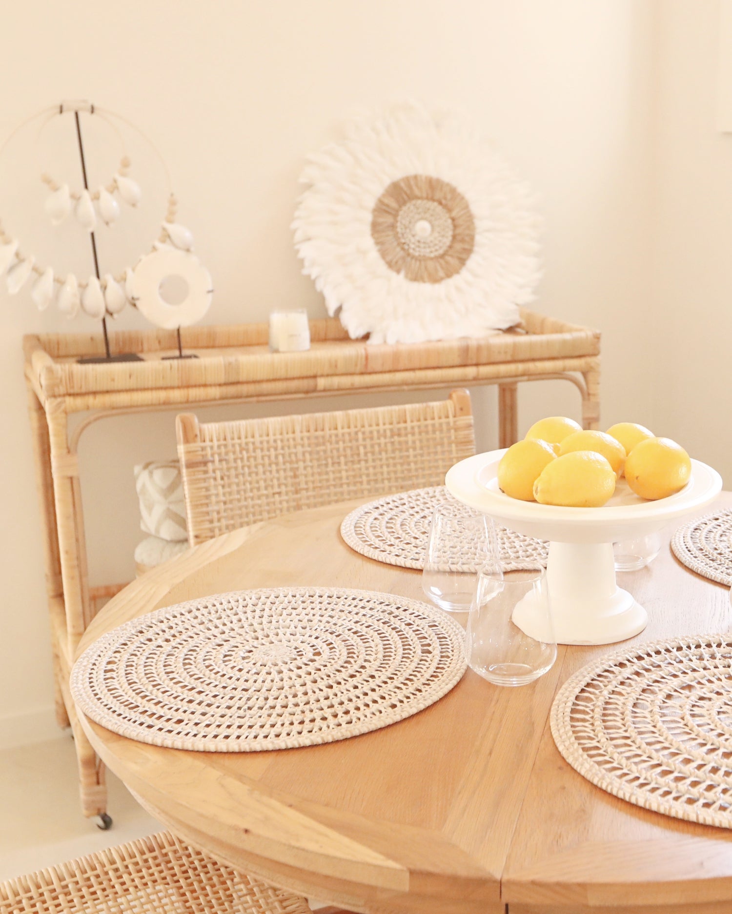 Rattan Spiral Design Round Placemats
