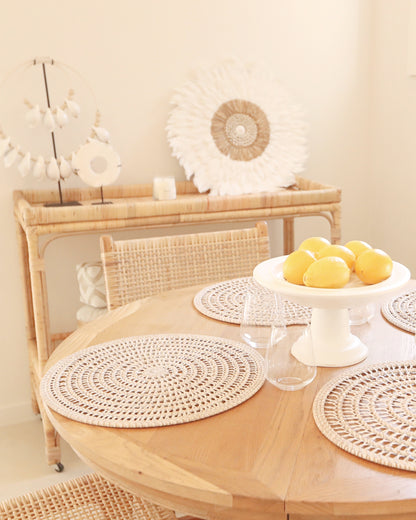 Rattan Spiral Design Round Placemats